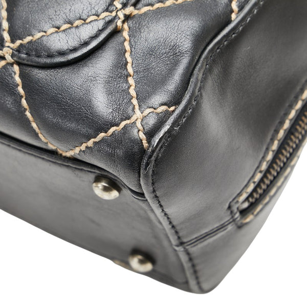 シャネル ワイルドステッチ ハンドバッグ ブラック レザー レディース CHANEL 【中古】