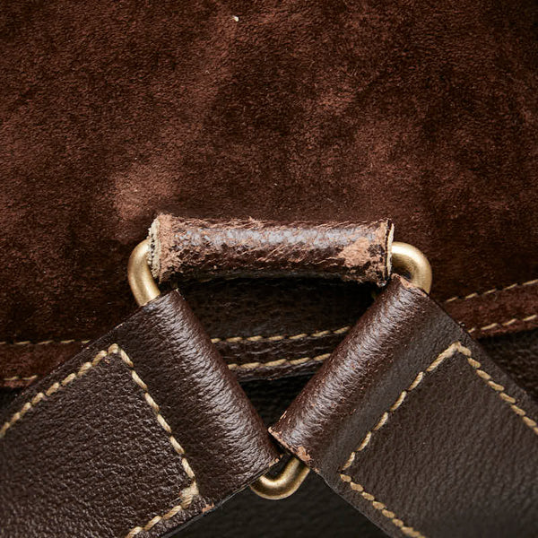 グッチ バンブー リュック バックパック 003 2058 0016 ブラウン レザー スウェード レディース GUCCI 【中古】