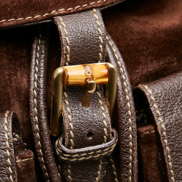 グッチ バンブー リュック バックパック 003 2058 0016 ブラウン レザー スウェード レディース GUCCI 【中古】