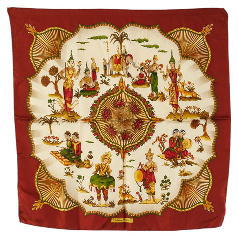 サルヴァトーレフェラガモ 総柄 スカーフ レッド マルチカラー レディース Salvatore Ferragamo 【中古】