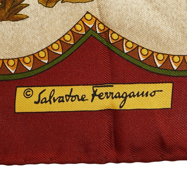 サルヴァトーレフェラガモ 総柄 スカーフ レッド マルチカラー レディース Salvatore Ferragamo 【中古】