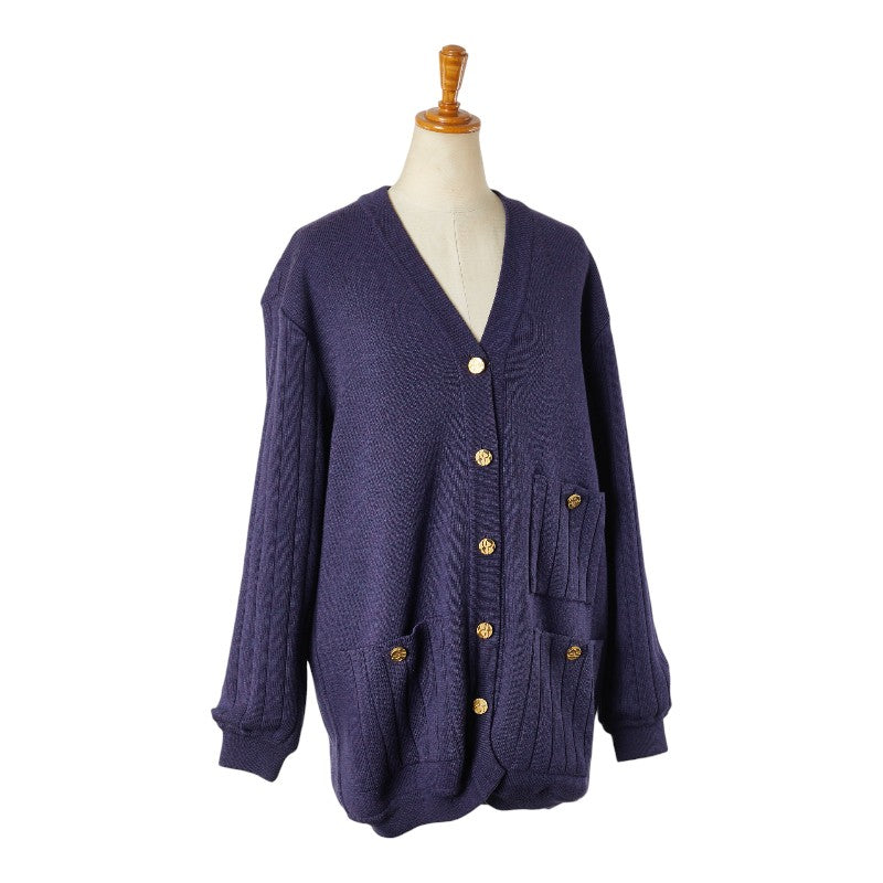 サルヴァトーレフェラガモ ニット カーディガン スカート セットアップ パープル ウール シルク レディース Salvatore Ferragamo 【中古】