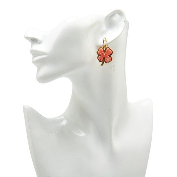 シャネル ココマーク クローバー モチーフ ピアス ピンク ゴールド プラスチック メッキ レディース CHANEL 【中古】