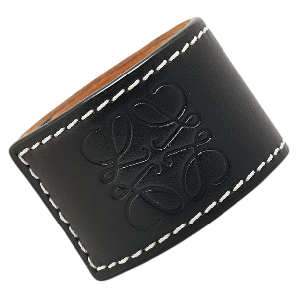 ロエベ アナグラム スモールスラップ ブレスレット ブラック レザー レディース LOEWE 【中古】