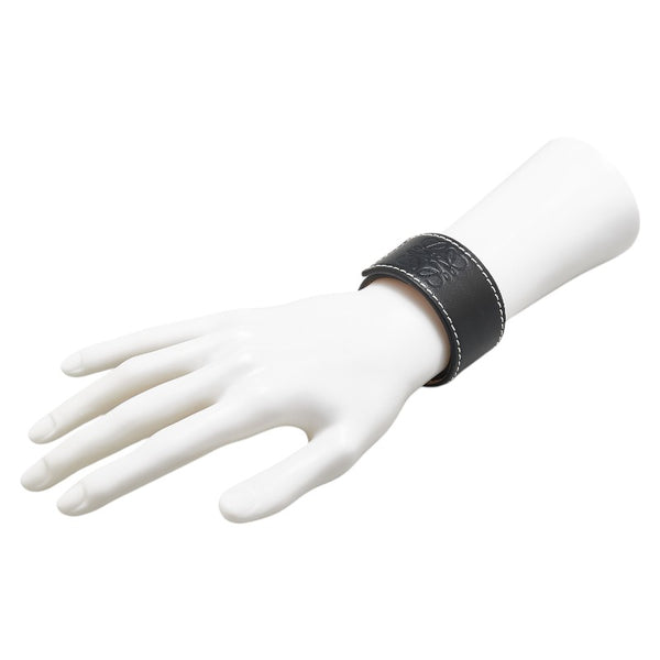 ロエベ アナグラム スモールスラップ ブレスレット ブラック レザー レディース LOEWE 【中古】