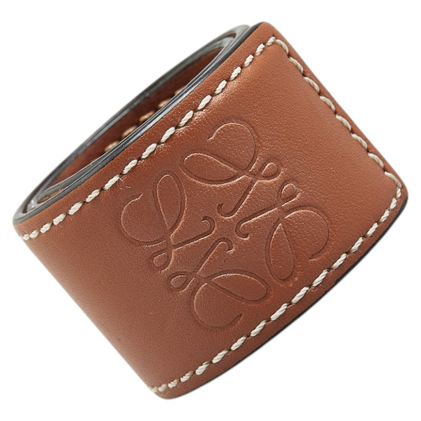 ロエベ アナグラム スモールスラップ ブレスレット タン ブラウン レザー レディース LOEWE 【中古】