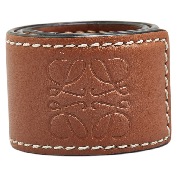 ロエベ アナグラム スモールスラップ ブレスレット タン ブラウン レザー レディース LOEWE 【中古】