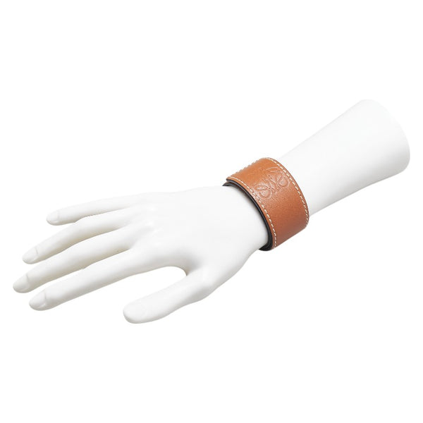 ロエベ アナグラム スモールスラップ ブレスレット タン ブラウン レザー レディース LOEWE 【中古】