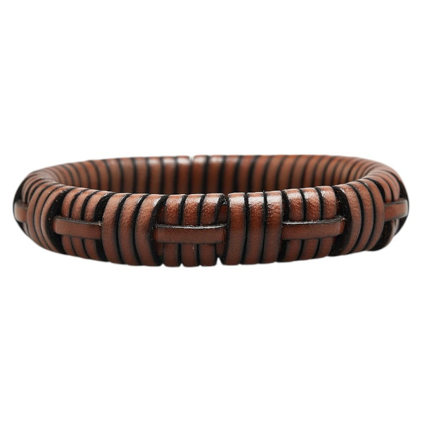 ロエベ ウーブン ブレスレット ブラウン レザー レディース LOEWE 【中古】
