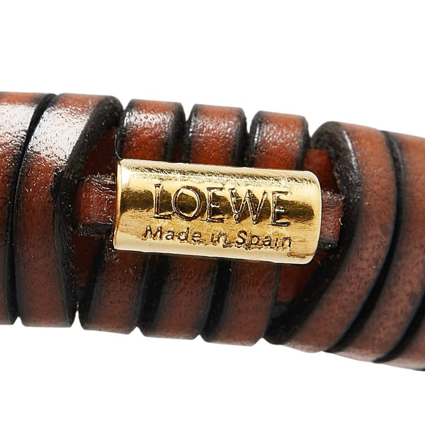 ロエベ ウーブン ブレスレット ブラウン レザー レディース LOEWE 【中古】