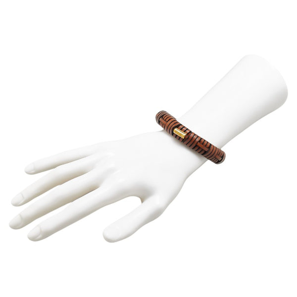 ロエベ ウーブン ブレスレット ブラウン レザー レディース LOEWE 【中古】