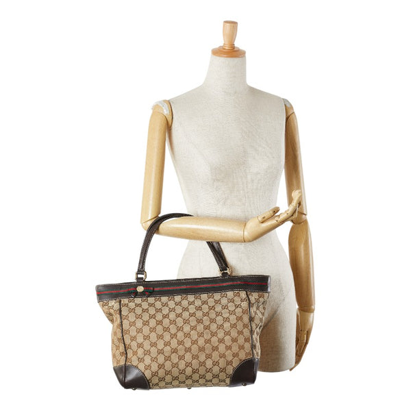 グッチ GGキャンバス シェリーライン メイフェア トートバッグ ハンドーバッグ 257061 ベージュ キャンバス レザー レディース GUCCI 【中古】