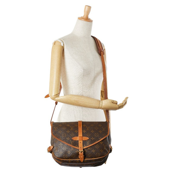 ルイ ヴィトン モノグラム ソミュール30 斜めがけ ショルダーバッグ M42256 ブラウン PVC レザー レディース LOUIS VUITTON 【中古】