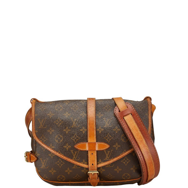 ルイ ヴィトン モノグラム ソミュール30 斜めがけ ショルダーバッグ M42256 ブラウン PVC レザー レディース LOUIS VUITTON 【中古】