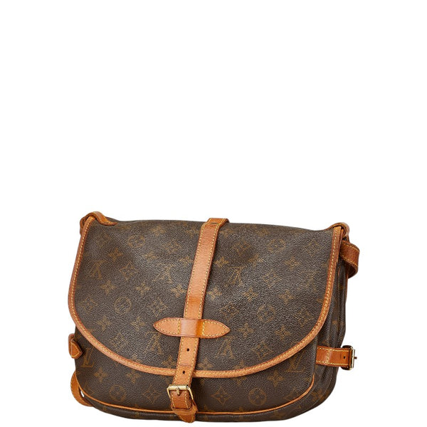 ルイ ヴィトン モノグラム ソミュール30 斜めがけ ショルダーバッグ M42256 ブラウン PVC レザー レディース LOUIS VUITTON 【中古】