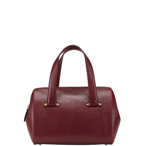 カルティエ マストライン ハンドバッグ ボルドー ワインレッド レザー レディース CARTIER 【中古】
