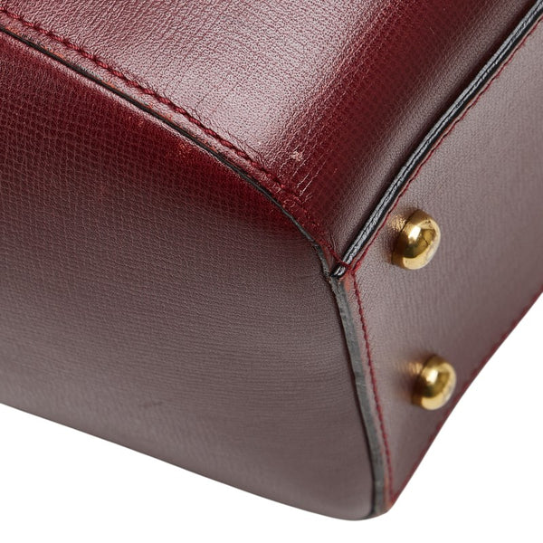 カルティエ マストライン ハンドバッグ ボルドー ワインレッド レザー レディース CARTIER 【中古】
