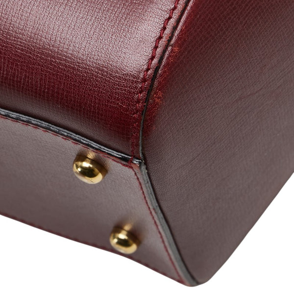 カルティエ マストライン ハンドバッグ ボルドー ワインレッド レザー レディース CARTIER 【中古】