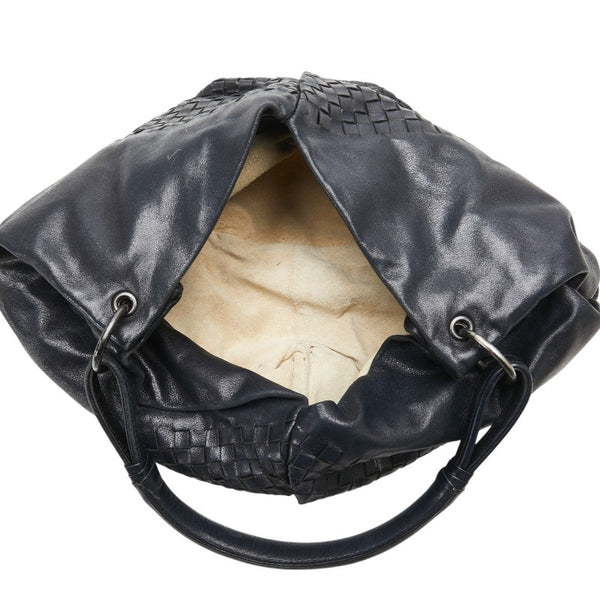 ボッテガヴェネタ イントレチャート ワンショルダーバッグ ハンドバッグ ブラック レザー レディース BOTTEGAVENETA 【中古】