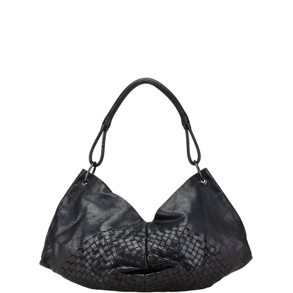 ボッテガヴェネタ イントレチャート ワンショルダーバッグ ハンドバッグ ブラック レザー レディース BOTTEGAVENETA 【中古】