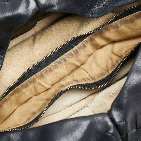 ボッテガヴェネタ イントレチャート ワンショルダーバッグ ハンドバッグ ブラック レザー レディース BOTTEGAVENETA 【中古】