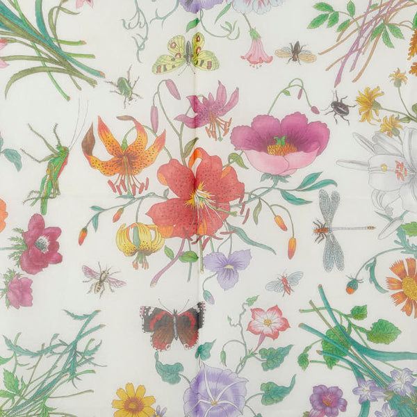 グッチ フローラ スカーフ グリーン マルチカラー シルク レディース GUCCI 【中古】