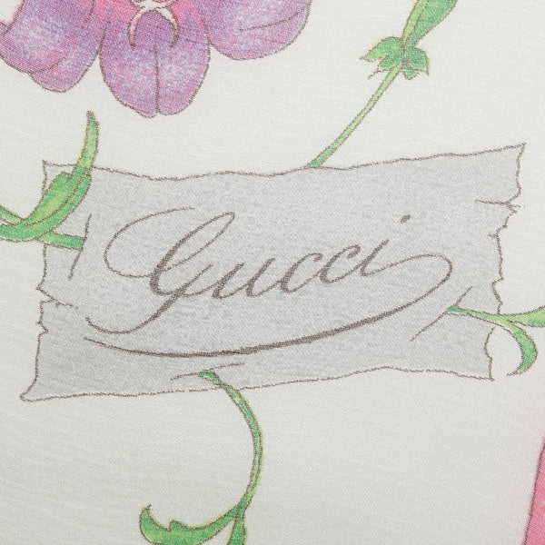 グッチ フローラ スカーフ グリーン マルチカラー シルク レディース GUCCI 【中古】