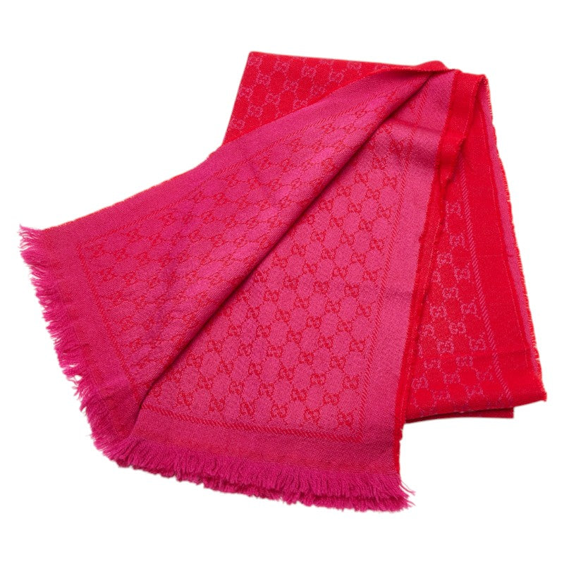 グッチ GG柄 マフラー レッド ピンク レディース GUCCI 【中古】