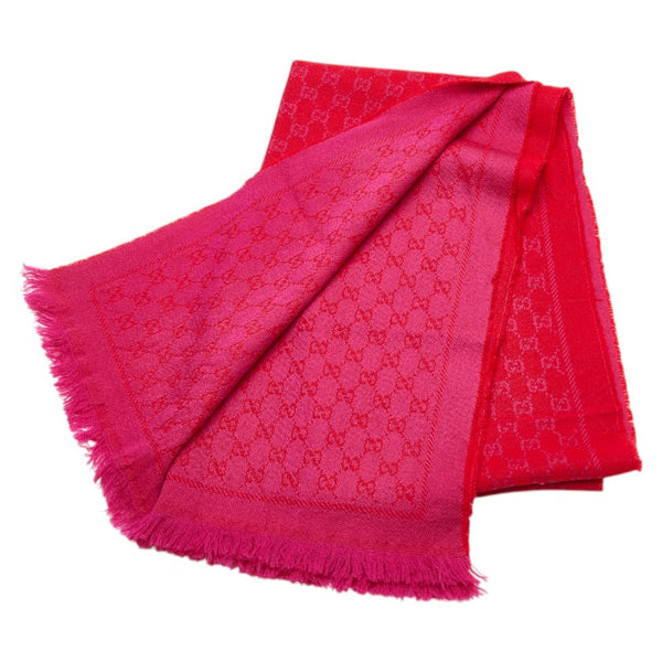 グッチ GG柄 マフラー レッド ピンク レディース GUCCI 【中古】