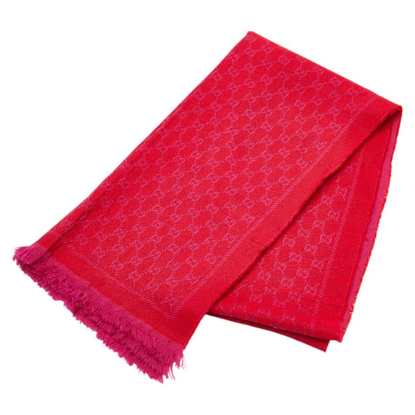 グッチ GG柄 マフラー レッド ピンク レディース GUCCI 【中古】