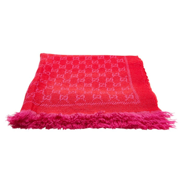 グッチ GG柄 マフラー レッド ピンク レディース GUCCI 【中古】