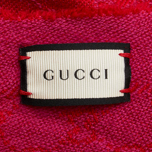 グッチ GG柄 マフラー レッド ピンク レディース GUCCI 【中古】