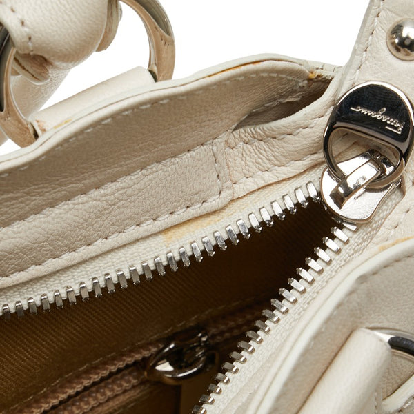 サルヴァトーレフェラガモ ガンチーニ ハンドバッグ AU-21 6317 ホワイト レザー レディース Salvatore Ferragamo 【中古】