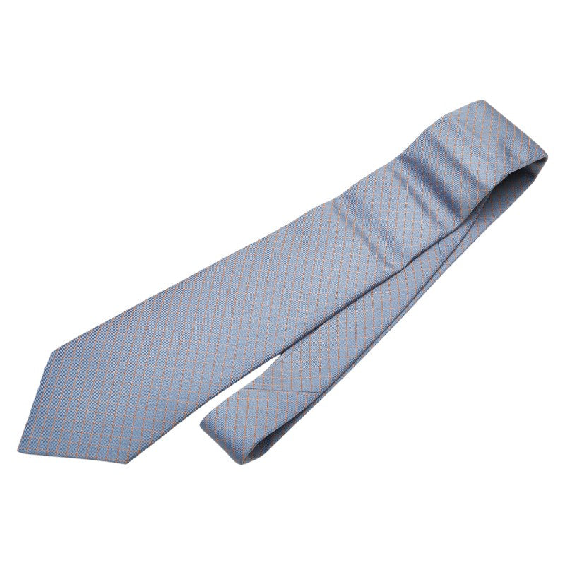 エルメス ネクタイ ライトブルー オレンジ シルク メンズ HERMES 【中古】