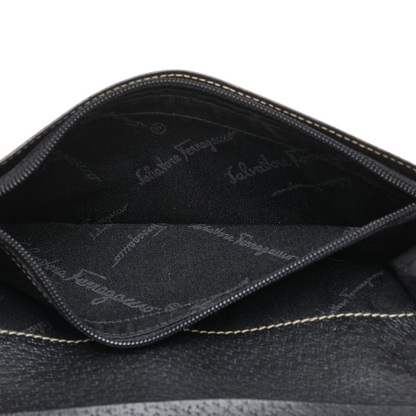サルヴァトーレフェラガモ ガンチーニ 長財布 IY-22 1283 ブラック レザー レディース Salvatore Ferragamo 【中古】