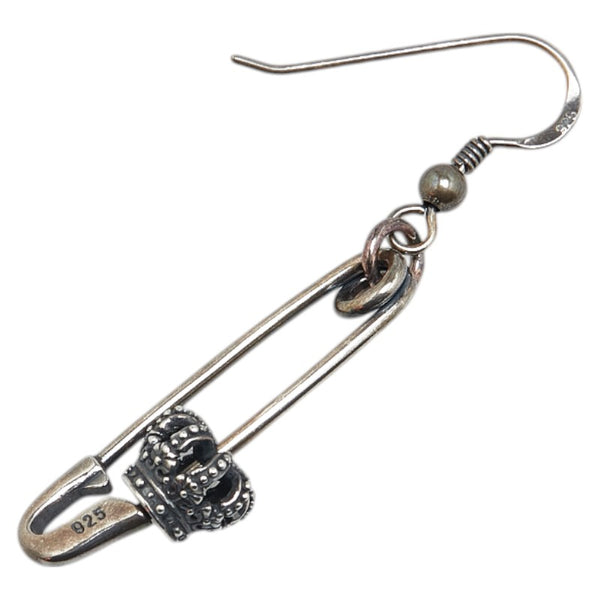 ジャスティンデイビス THRASH Earring スラッシュ クラウン 安全ピン 片耳 ピアス シルバー SV925 シルバー レディース Justin Davis 【中古】