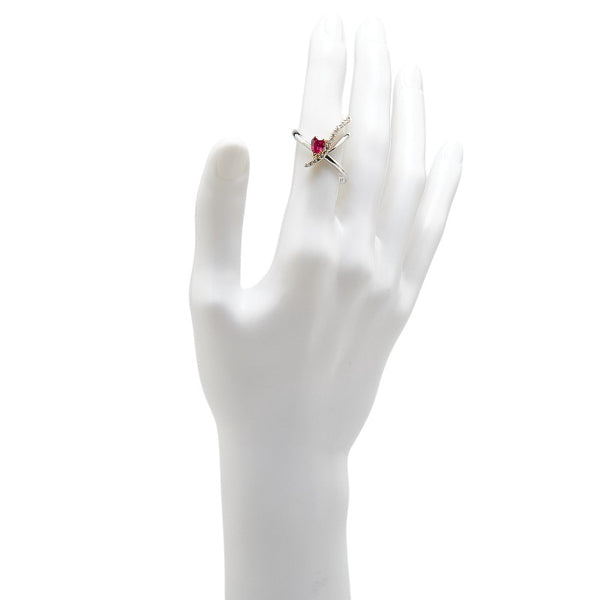 K18WG ホワイトゴールド K18YG イエローゴールド ルビー0.77ct ダイヤ0.27ct リング 指輪 レディース 13号 【中古】