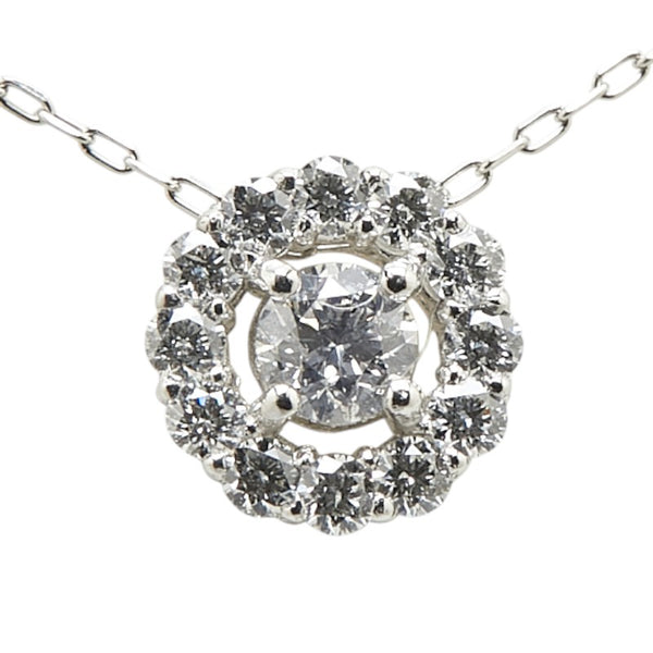Pt950 プラチナ Pt850 プラチナ ダイヤ0.141ct ダイヤ0.18ct ペンダントネックレス レディース 【中古】