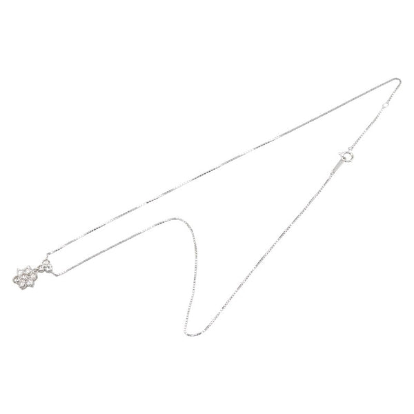 Pt900 プラチナ Pt850 プラチナ ダイヤ1.00ct フラワー 花 モチーフ ペンダントネックレス レディース 【中古】