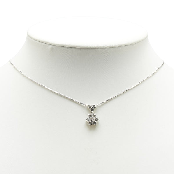 Pt900 プラチナ Pt850 プラチナ ダイヤ1.00ct フラワー 花 モチーフ ペンダントネックレス レディース 【中古】