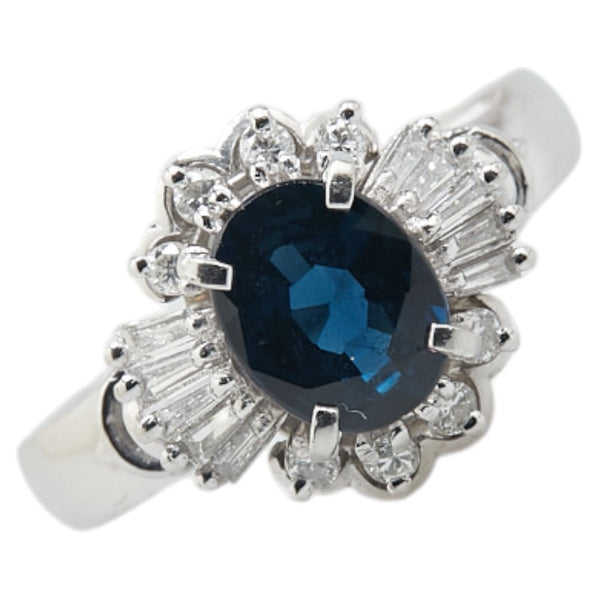 Pt900 プラチナ サファイア1.26ct ダイヤ0.11ct リング 指輪 レディース 10号 【中古】
