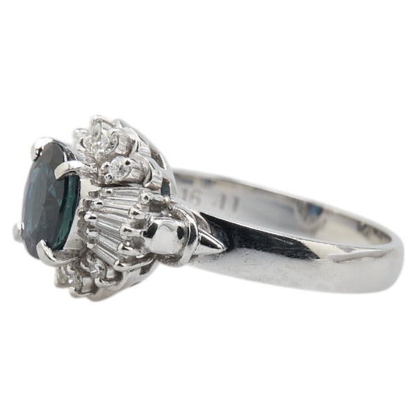 Pt900 プラチナ サファイア1.26ct ダイヤ0.11ct リング 指輪 レディース 10号 【中古】