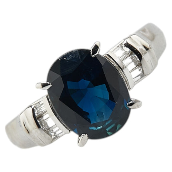 Pt850 プラチナ サファイア3.21ct ダイヤ0.21ct ソリティア リング 指輪 レディース 15.5号 【中古】