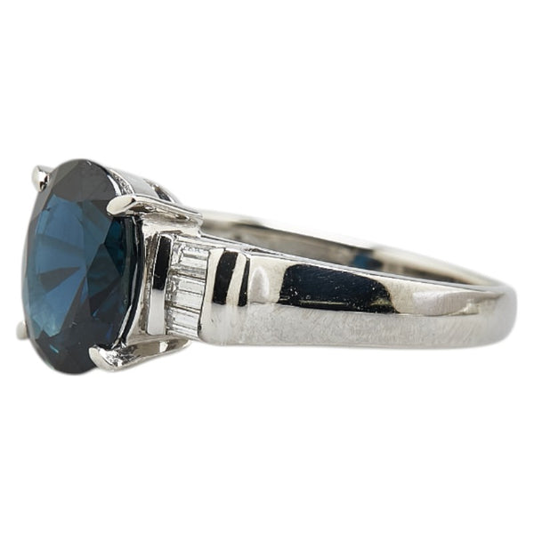 Pt850 プラチナ サファイア3.21ct ダイヤ0.21ct ソリティア リング 指輪 レディース 15.5号 【中古】