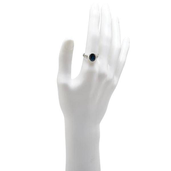 Pt850 プラチナ サファイア3.21ct ダイヤ0.21ct ソリティア リング 指輪 レディース 15.5号 【中古】