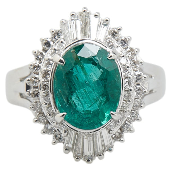 Pt900 プラチナ エメラルド2.75ct ダイヤ0.69ct リング 指輪 レディース 12号 【中古】