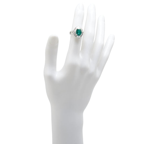 Pt900 プラチナ エメラルド2.75ct ダイヤ0.69ct リング 指輪 レディース 12号 【中古】