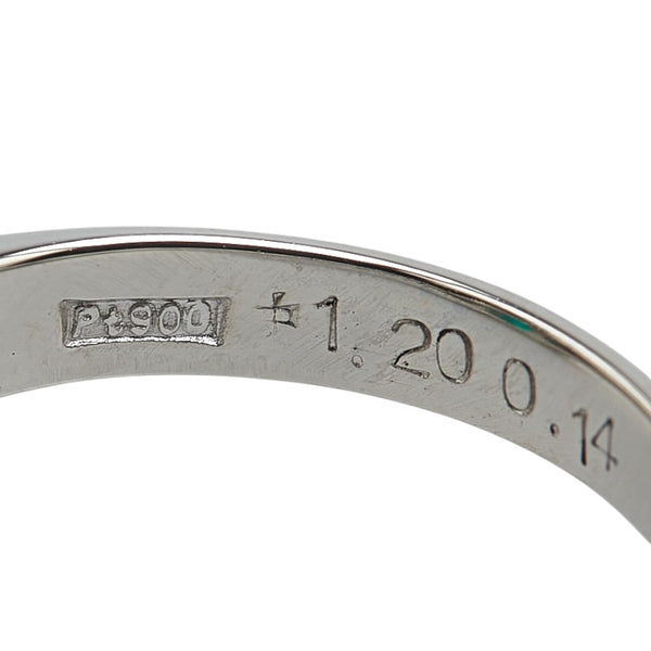 Pt900 プラチナ エメラルド1.20ct ダイヤ0.14ct リング 指輪 レディース 10.5号 【中古】
