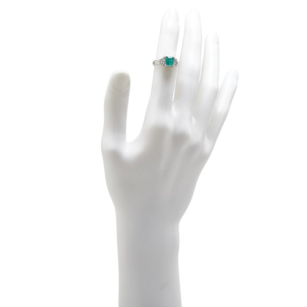 Pt900 プラチナ エメラルド1.20ct ダイヤ0.14ct リング 指輪 レディース 10.5号 【中古】