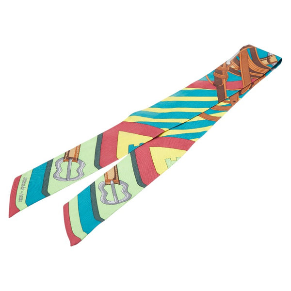 エルメス ツイリー コーチング COACHING スカーフ グリーン マルチカラー シルク レディース HERMES 【中古】